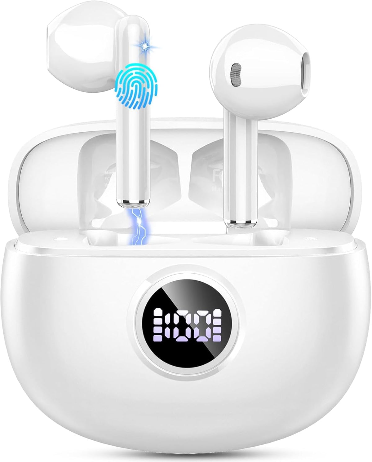 Motost wireless earbuds with LED digital display clearly show battery status for easy daily planning.