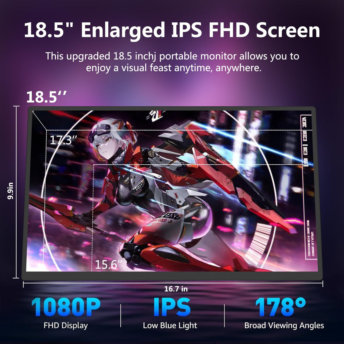 Motyeowe monitor showing USB C ports for easy single cable setups with devices
