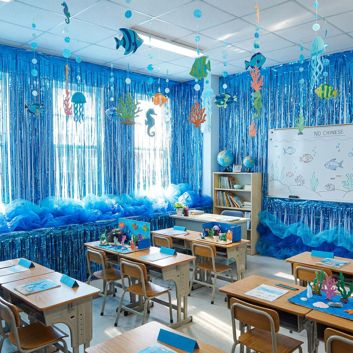 Moukeren blue mesh panel enhances depth and texture in ocean setups
