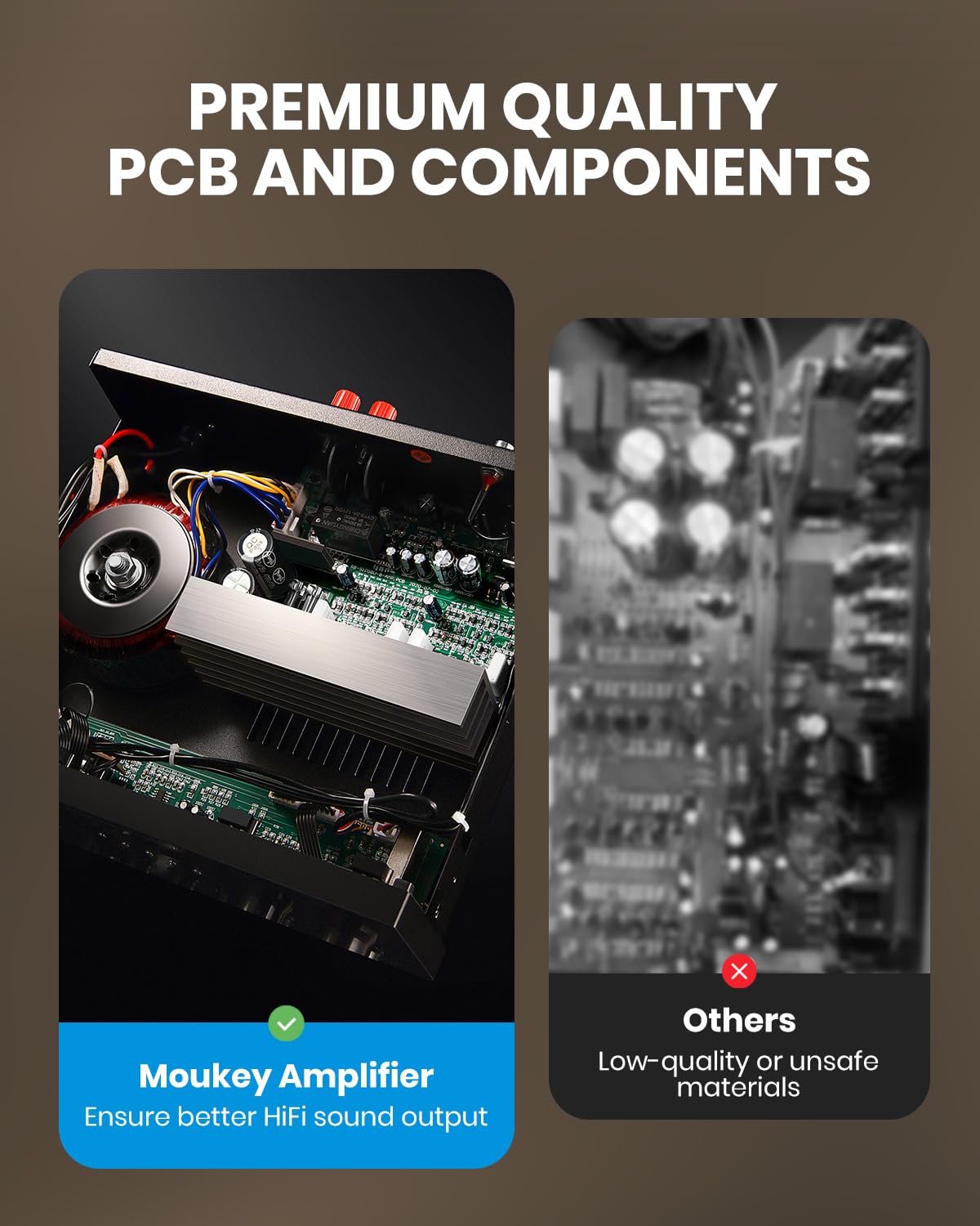 Moukey dual microphone inputs close-up enabling karaoke and live vocals