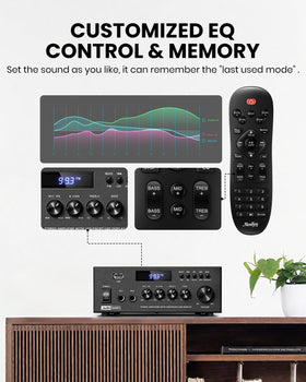 Moukey MAMP3 with Bluetooth 5.3 connectivity for stable wireless streaming with devices.