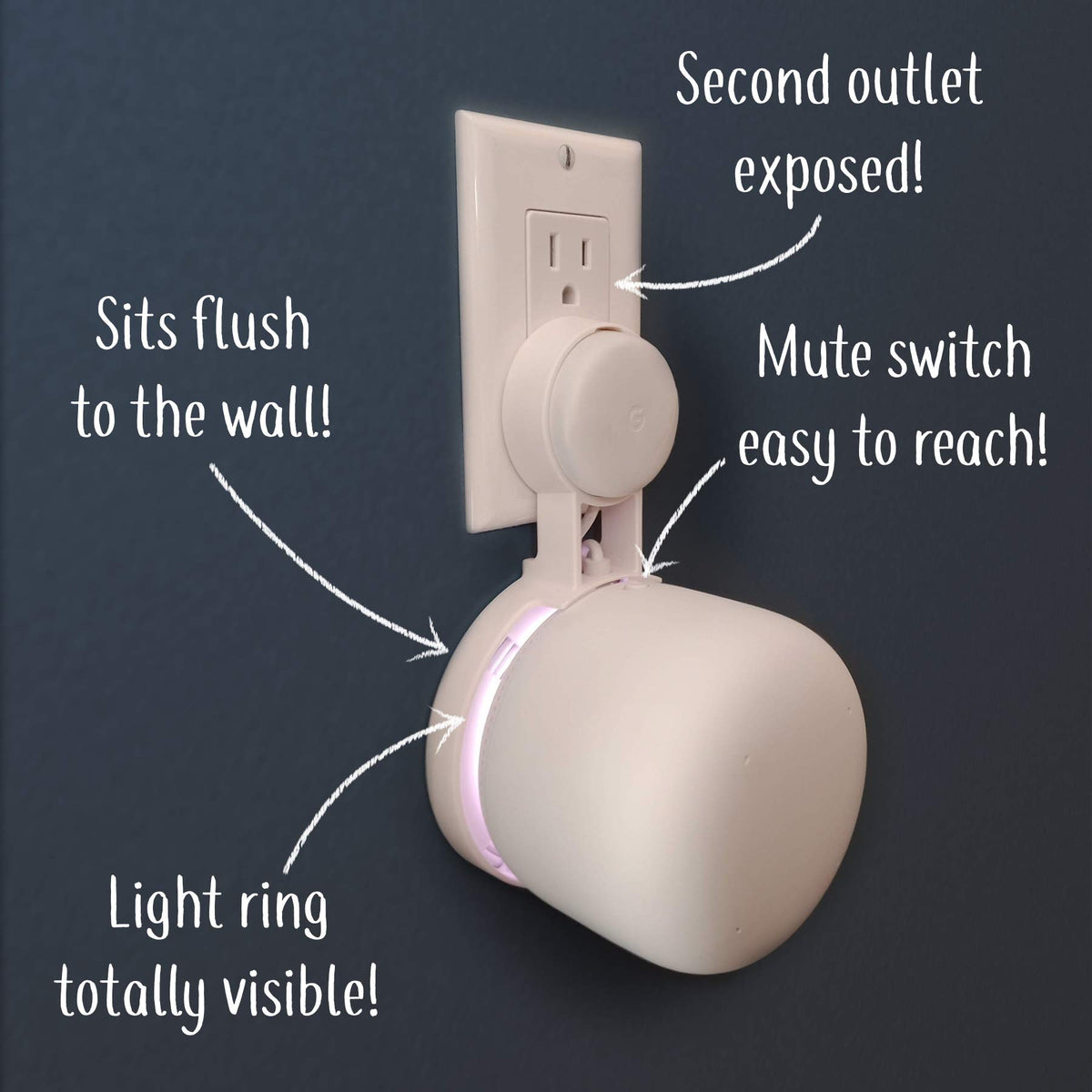 Mount Genie Nest WiFi Point Genie cord groove organizer tidies cables.