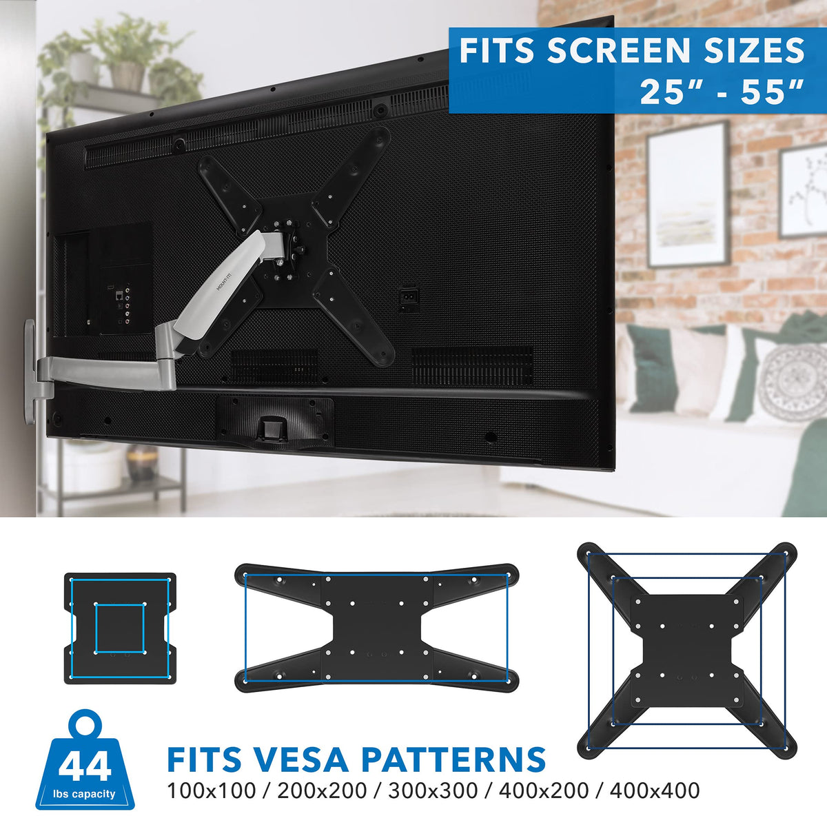 Mount-It! sturdy steel construction with in-arm cable clips.