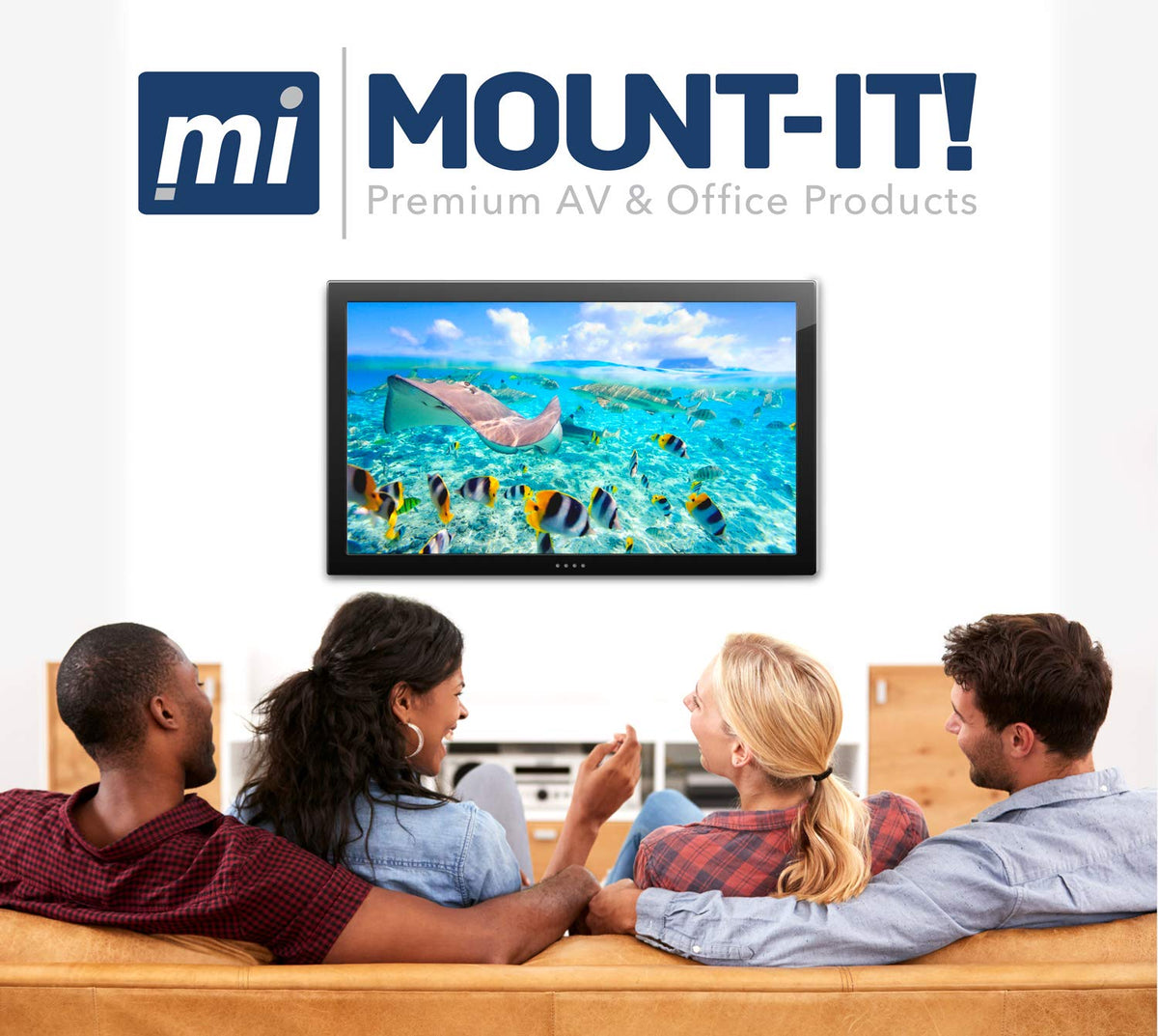 Mount-It! cable-management-ready mount keeps wires tidy behind the screen.
