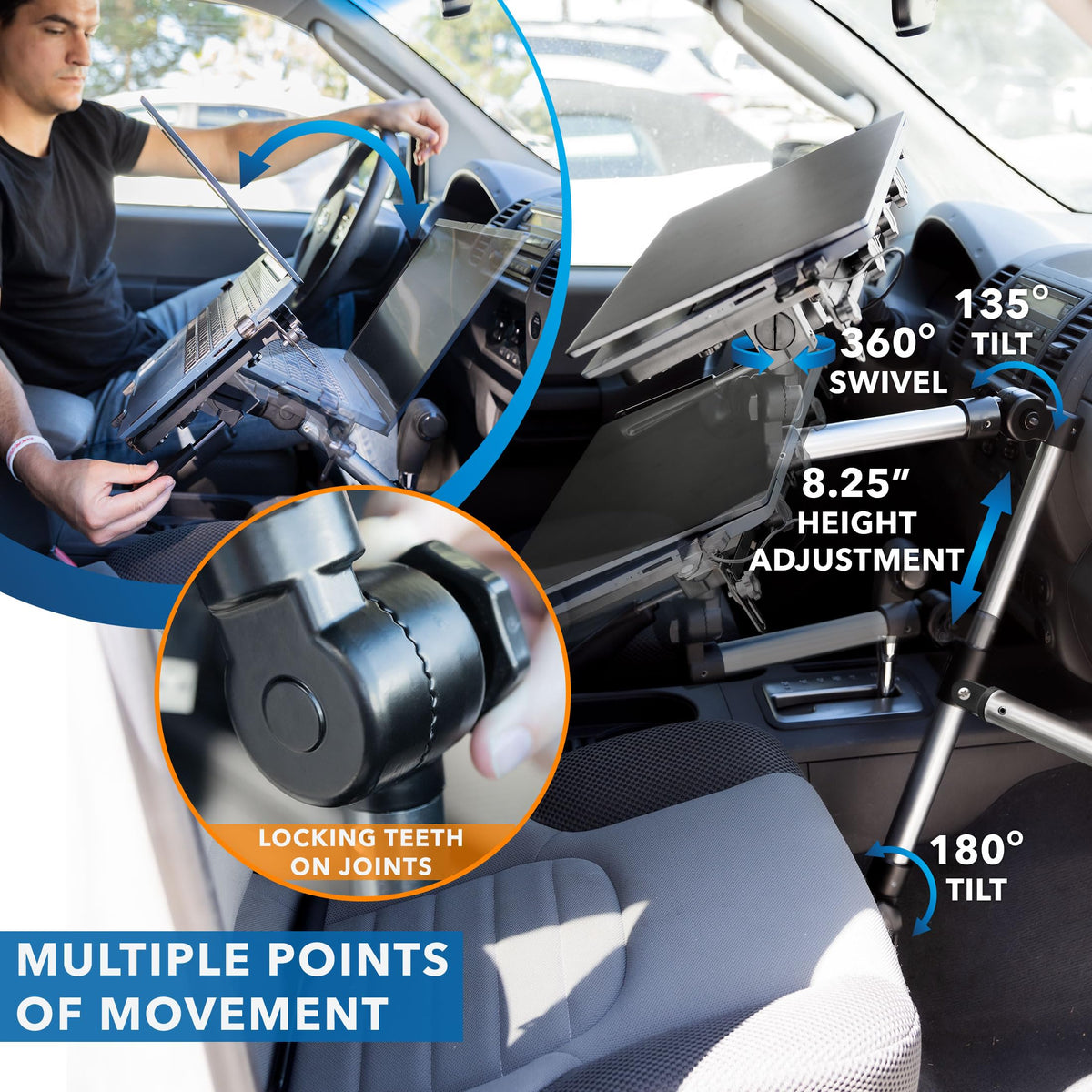 360-degree swivel capability on Mount-It! car mount enables portrait or landscape orientation.