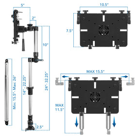 Notebook up to 17 inches secured by Mount-It! universal car laptop tray.