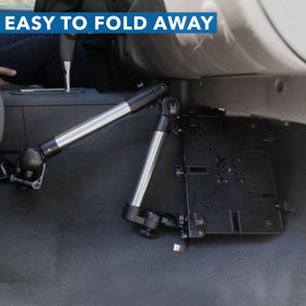 Folded Mount-It! arm stores compactly to keep the car interior neat.