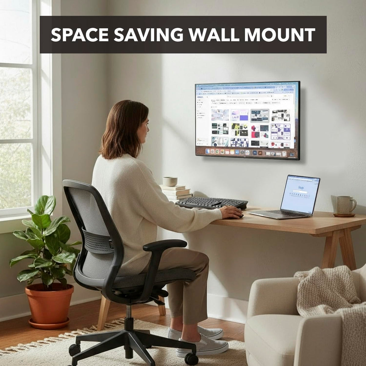 Easy installation for bedrooms or small offices with clean aesthetics.