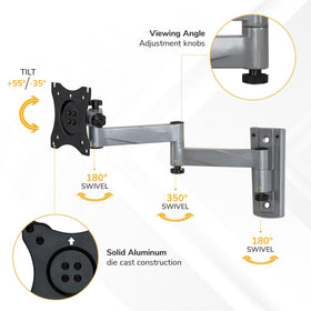 Mount-It! full extension arm in use enabling flexible viewing angles