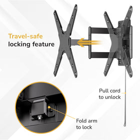 Mount-It! full-motion RV TV bracket for flexible viewing in a compact RV