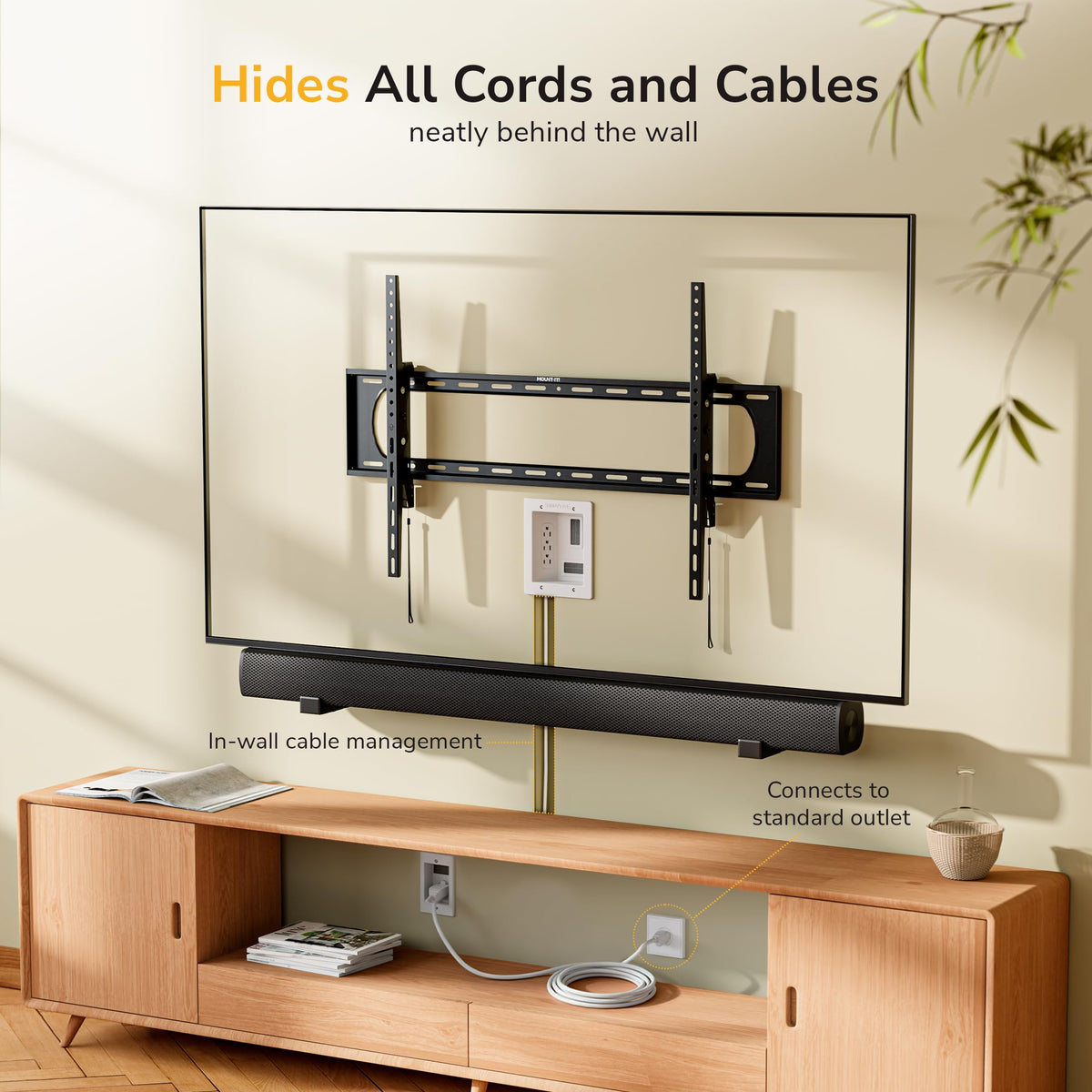 Mount-It! 5ft external cord keeps power reachable outside the wall for accessibility