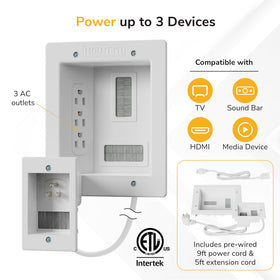 Mount-It! 9ft behind-wall cords hide HDMI and Ethernet cables for a streamlined look