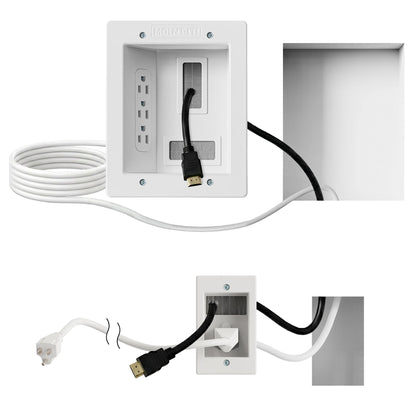 Mount-It! in-wall TV cable kit with triple outlet behind the TV for clean power access