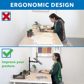 Mount-It! laptop in use during video call improving posture and visibility