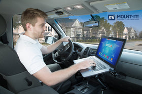 Mount-It! laptop vehicle mount adjustable arm provides customizable height and angle.
