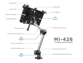 Mount-It! laptop vehicle mount durable aircraft-grade aluminum and steel construction.
