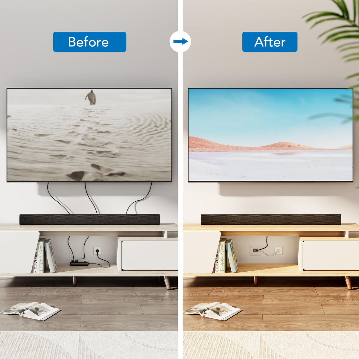 Mount-It! large wall plate supports cable routing behind TV