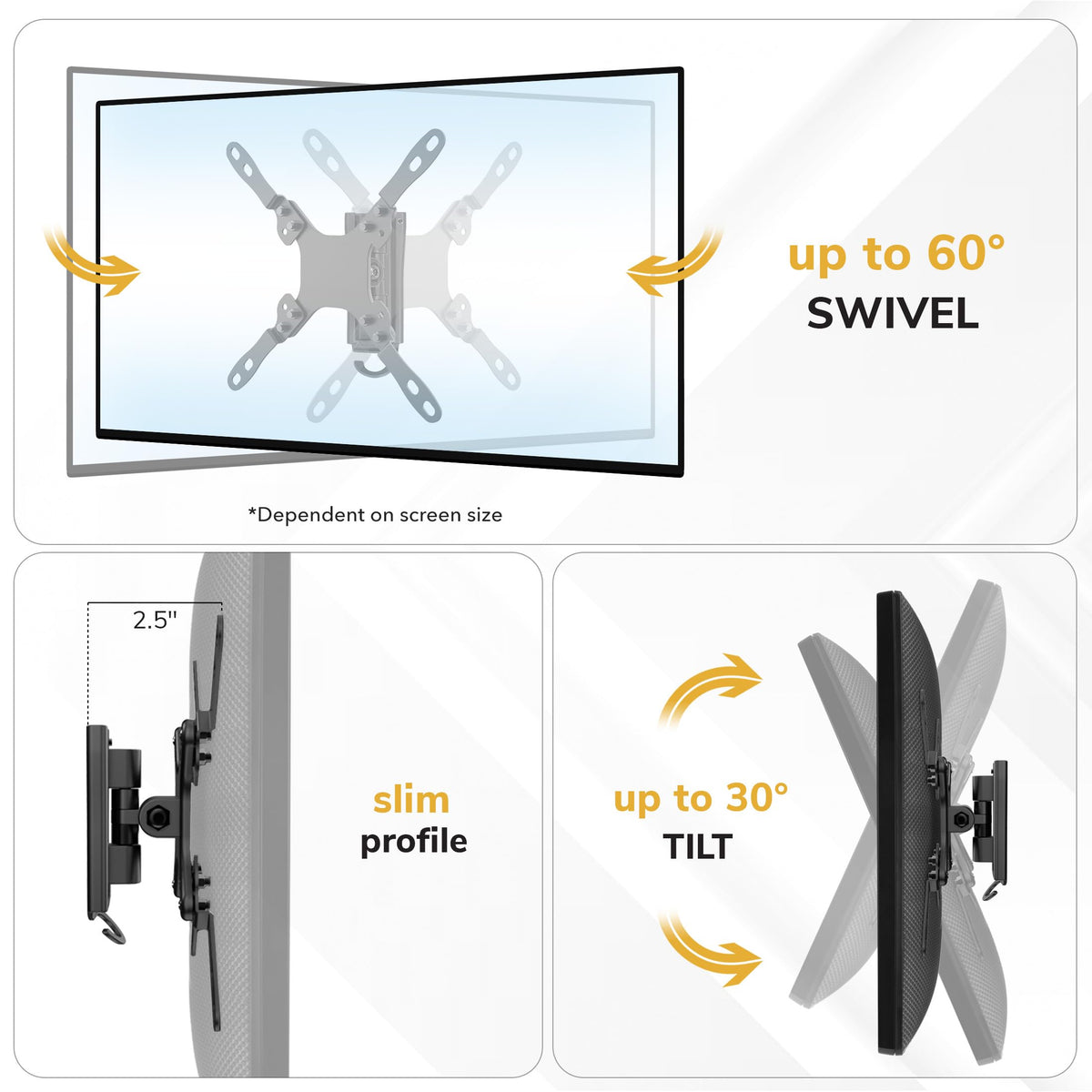 Mount-It! side view showing 2.5-inch low profile for space saving