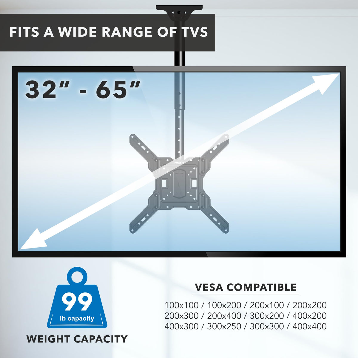 Mount-It! MI-511 adjustable pole heights demonstrating precise screen placement advantage