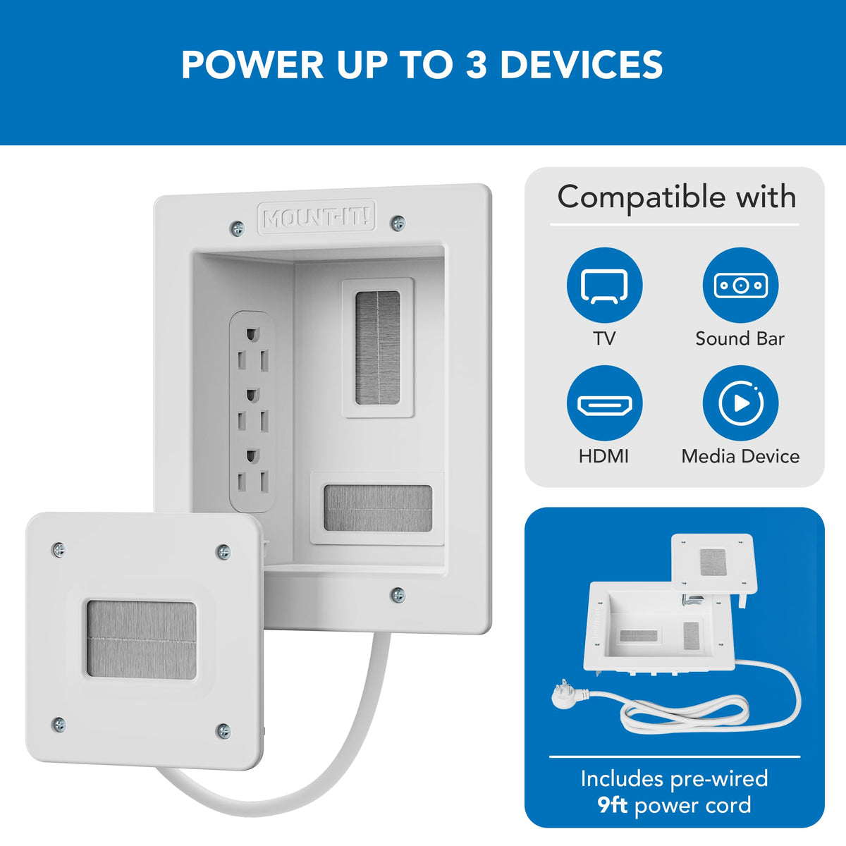 Mount-It! nine-foot power cord for flexible placement