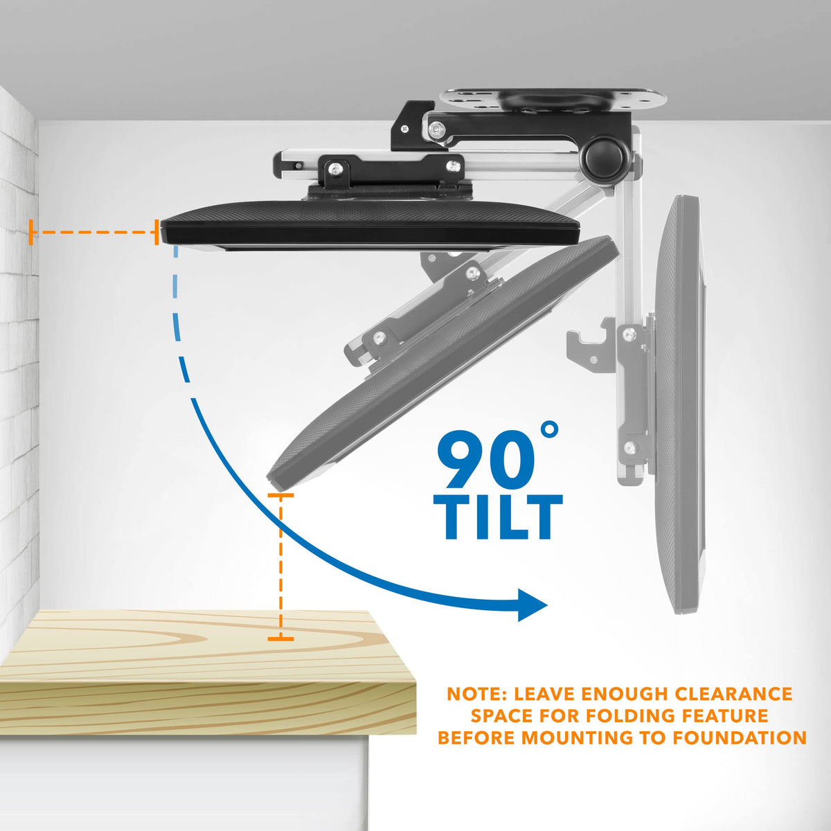 Mount-It! side profile folded flat to save space and declutter counters