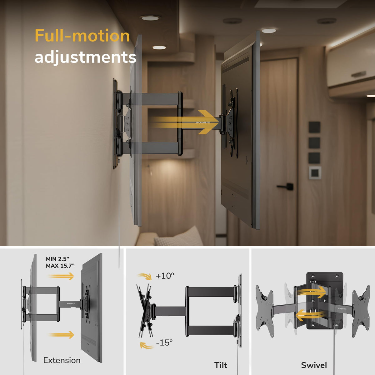 Mount-It! close-up of steel finish highlighting durable construction and protection
