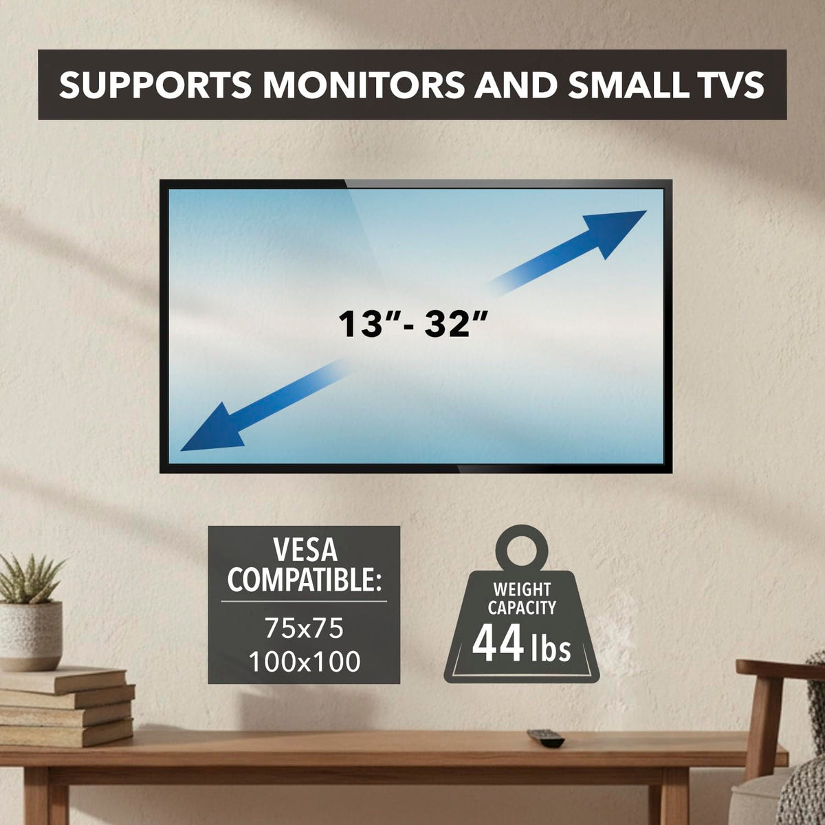 Tilt range shows 15 downward and 10 upward for comfort.