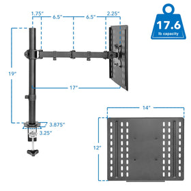Mount-It! tilted tray detail with safety lip preventing laptop slippage