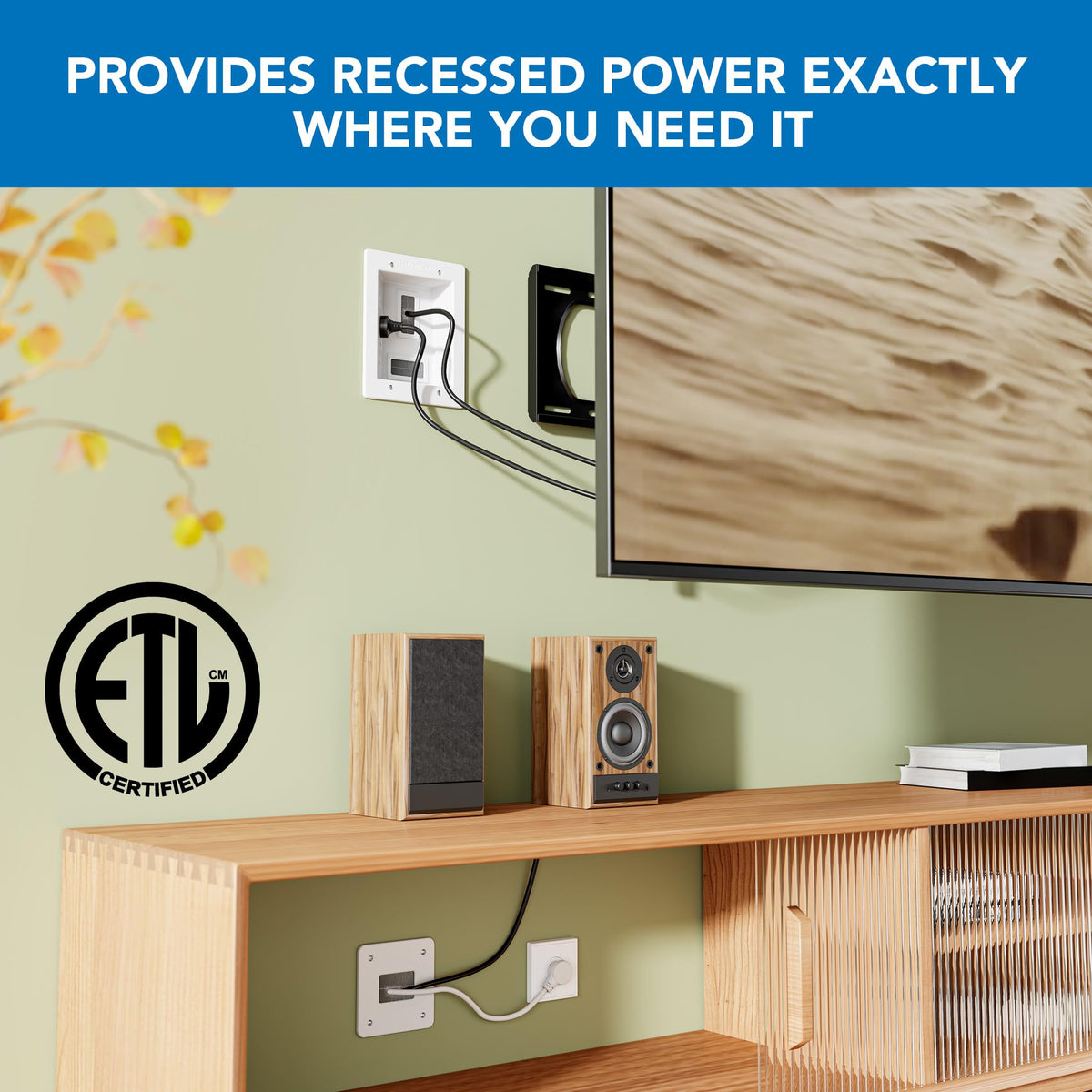 Mount-It! triple outlet recessed power for organized devices