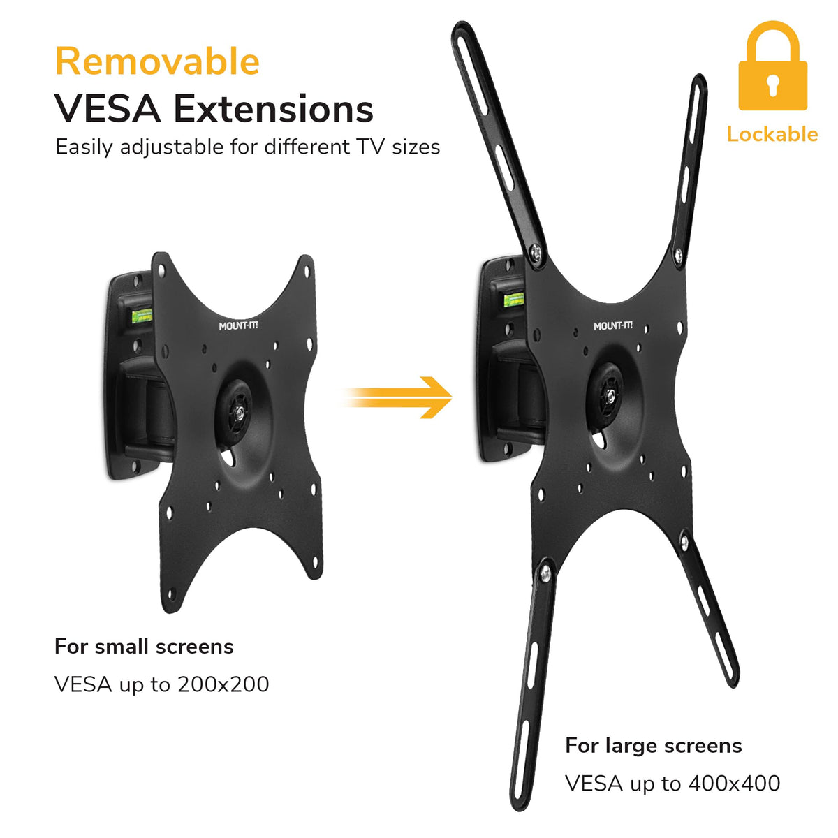 Mount-It! removable VESA plate close-up for fast removal and safe travel