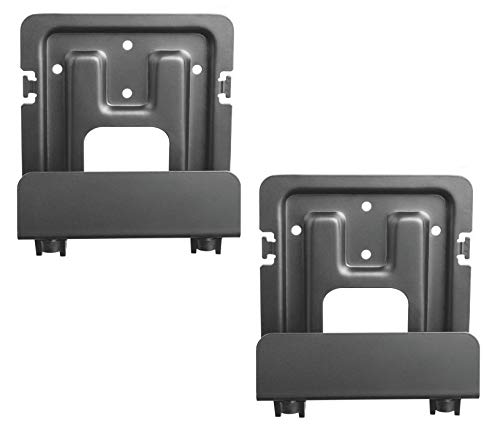 Mount Plus front view of two-pack brackets showing hardware and benefits of tidy setup