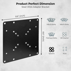 Mount Plus 200x100 to 200x200 conversion enabling bigger screens on existing arms.