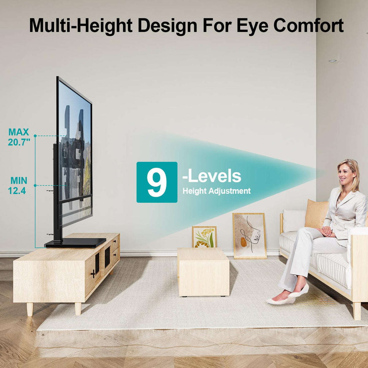 MOUNT PRO side silhouette with TV mounted offering space-saving advantage