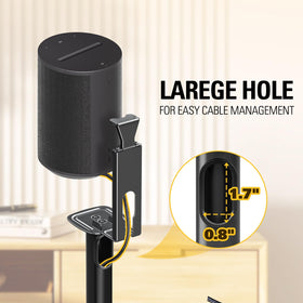 Mounting Dream wide base image showing 11x11 inch footprint for steady speaker placement