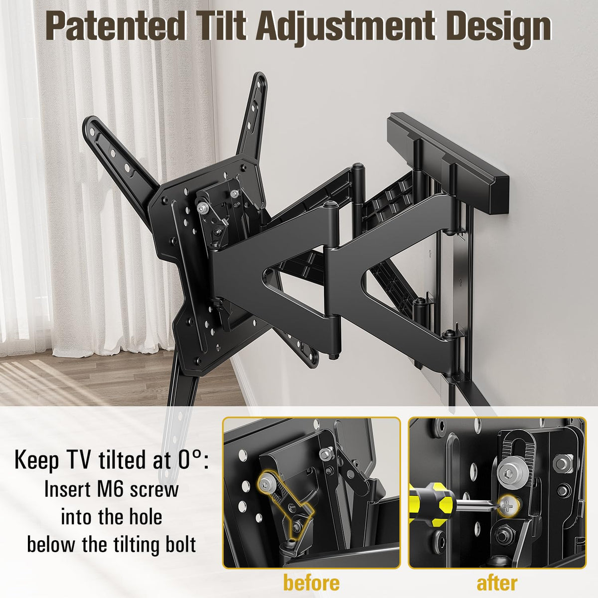 Mounting Dream VESA compatibility from 100x100 to 400x400 supports many TVs.