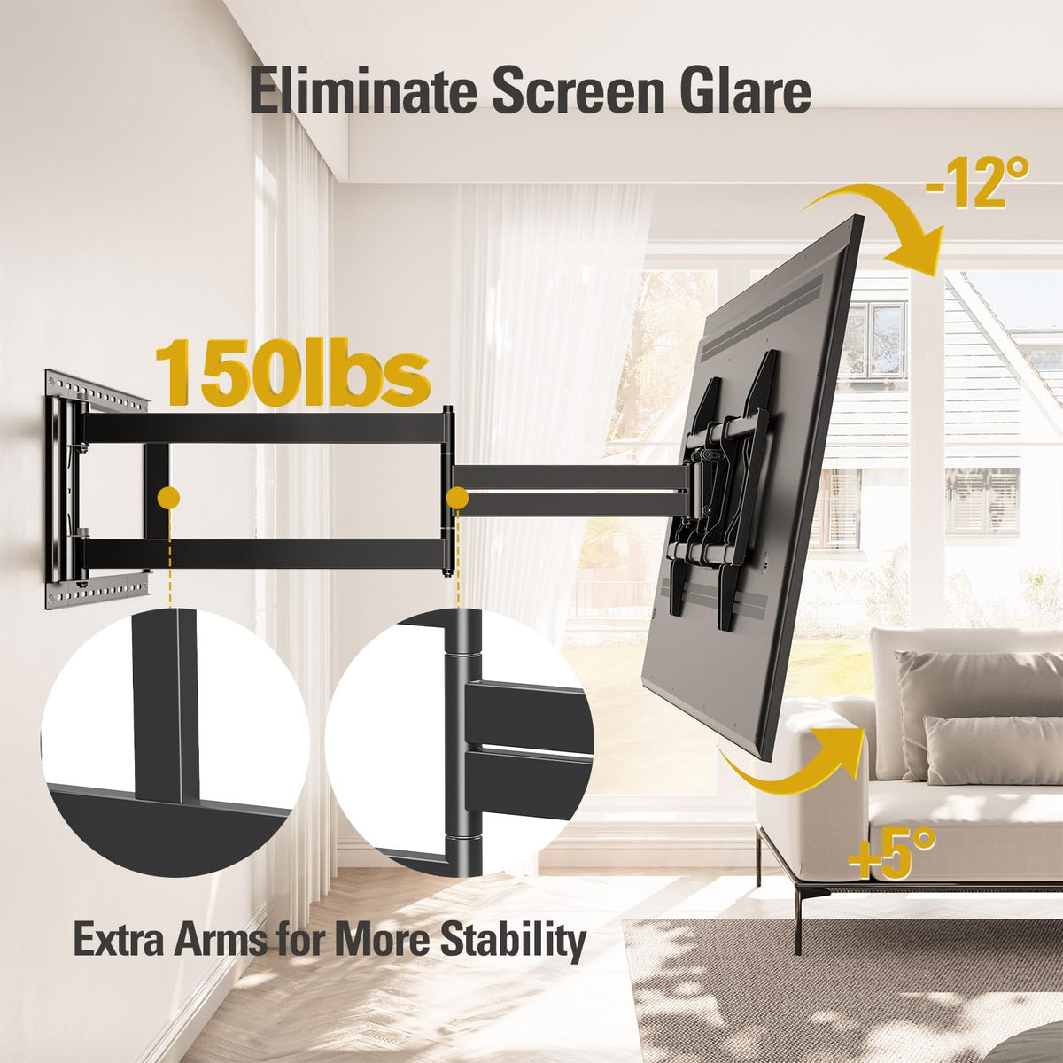 Mounting Dream heavy-duty steel construction provides sturdy screen support