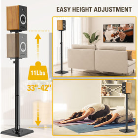 Mounting Dream height adjustable speaker stands with extendable tubes for optimal listening height