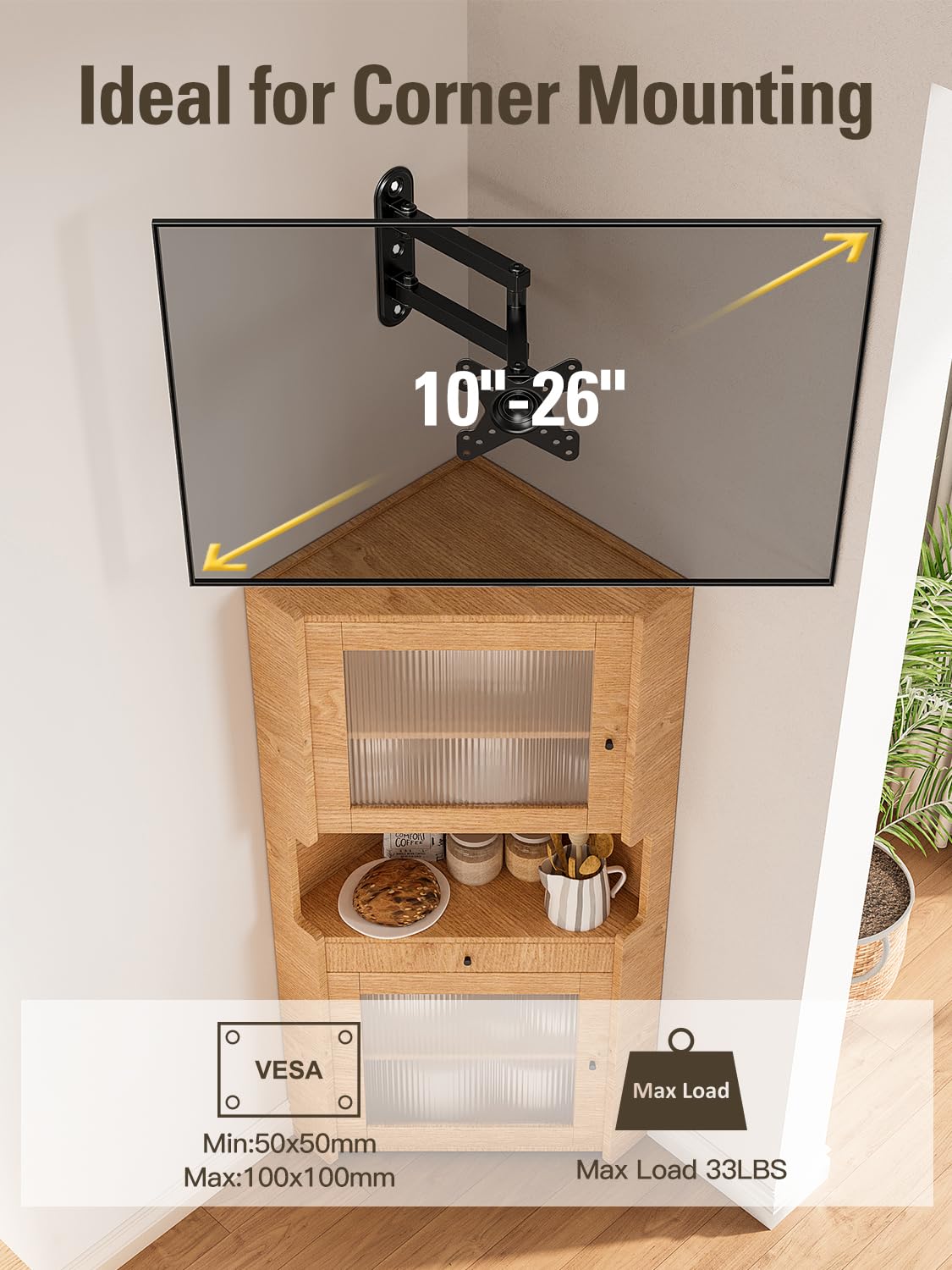 Mounting Dream mounted TV in a kitchen showing space-saving placement
