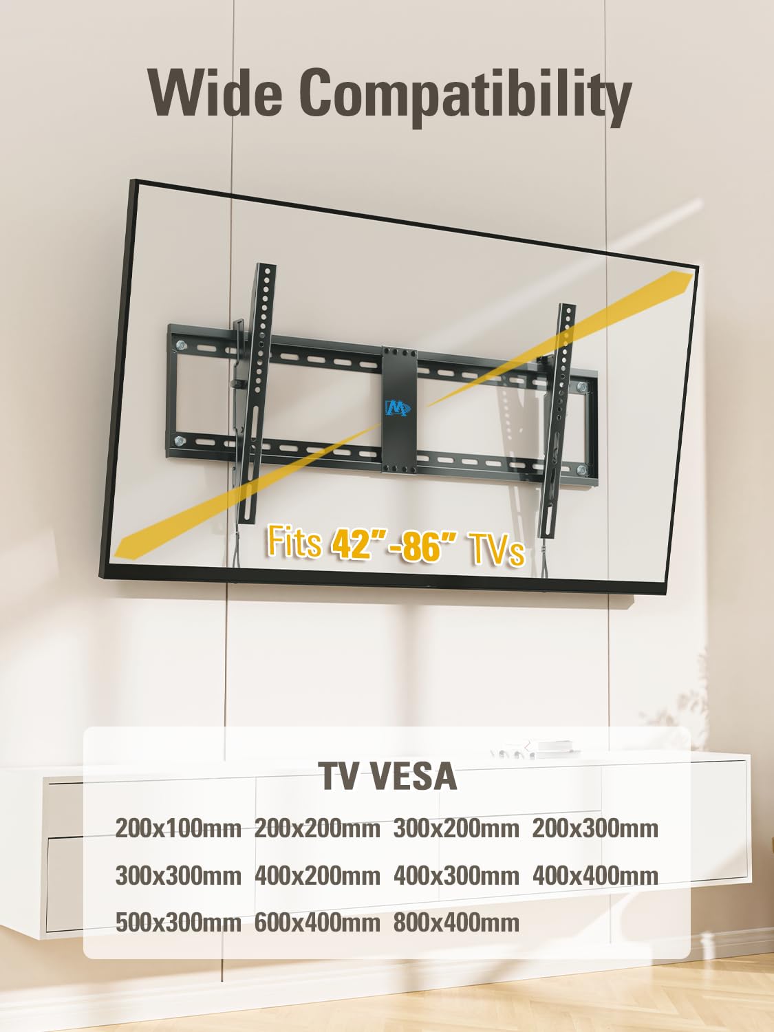 Mounting Dream mounted TV in living room showing neat, space-saving installation