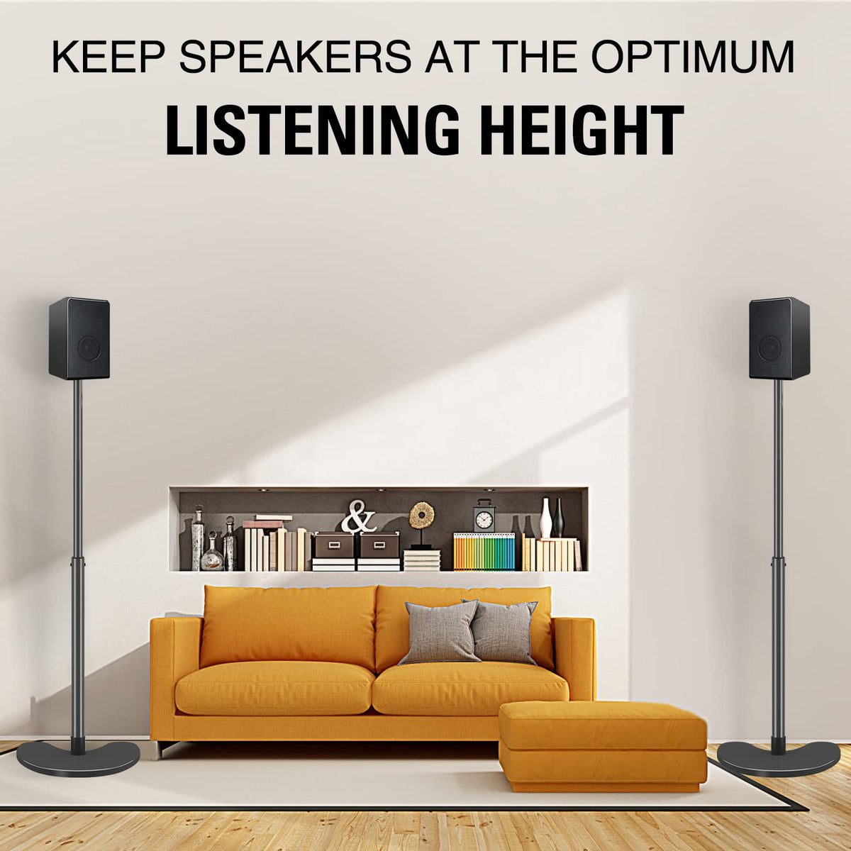 Mounting Dream lifestyle in living room demonstrating tidy audio setup benefit
