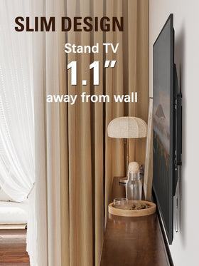 Mounting Dream side profile showing 1.1 inch gap and tidy space saving benefit