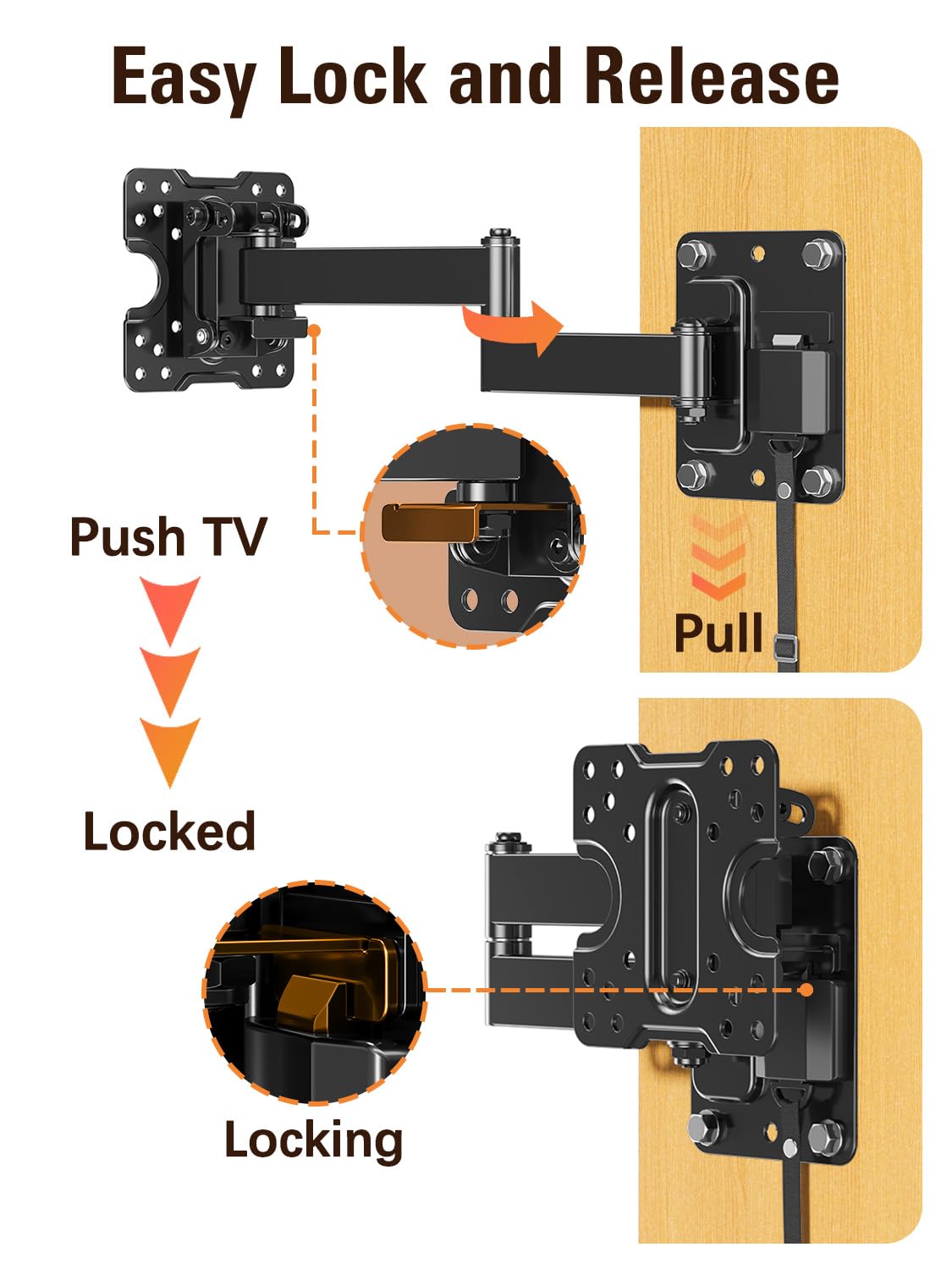 Mounting Dream extended arm pulled out demonstrating reach and flexible positioning benefit