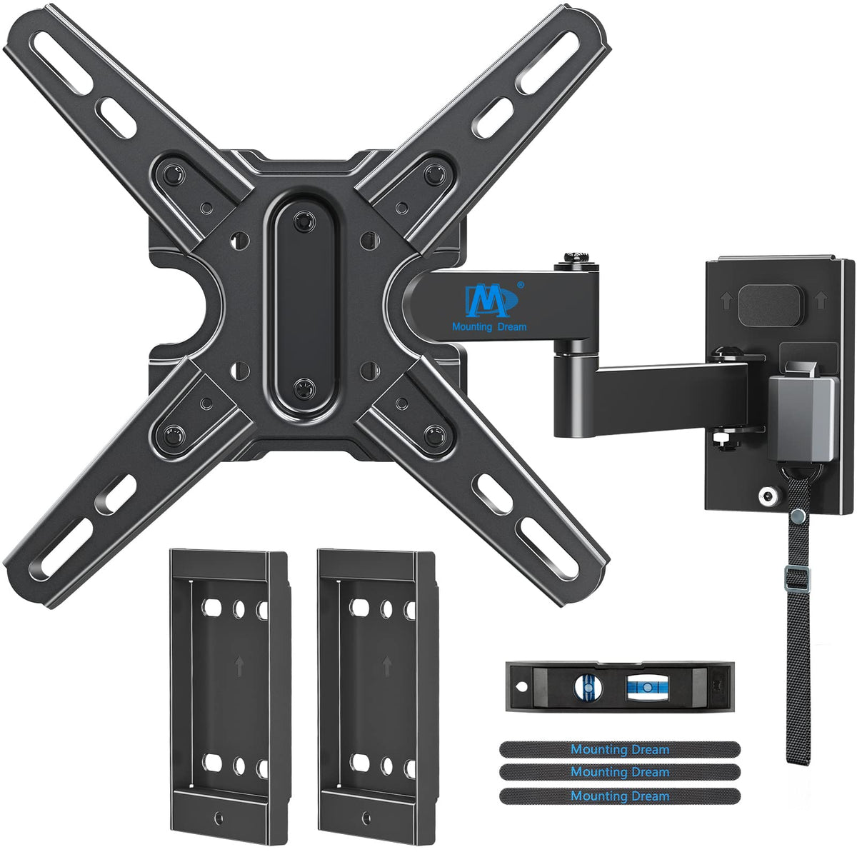 Mounting Dream front packaging showing UL-listed RV TV mount and benefits