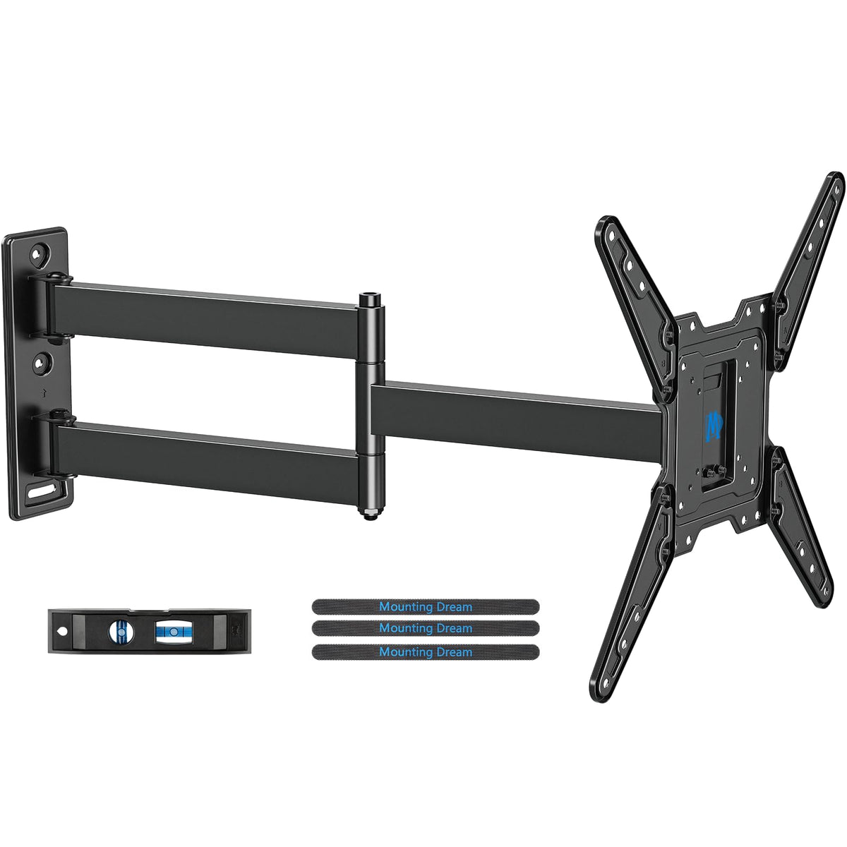 Mounting Dream front view of full-motion mount showing sturdy arms and plate, great durability