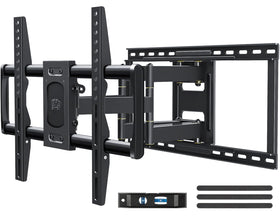 Mounting Dream MD2298 full-motion TV mount enables flexible living room viewing.