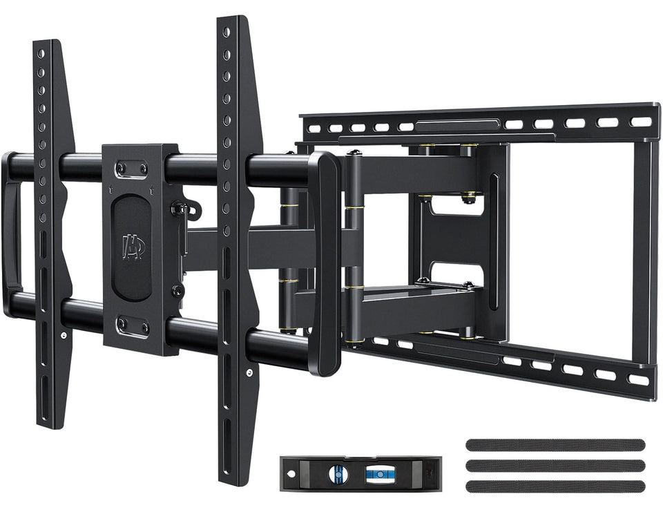 Mounting Dream MD2298 full-motion TV mount enables flexible living room viewing.