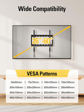 Low-profile design keeps the screen close to the wall.