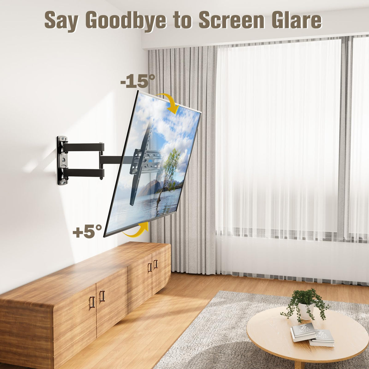 Mounting Dream MD2377 close-up of tilt and pivot mechanism benefit: smooth angle adjustments