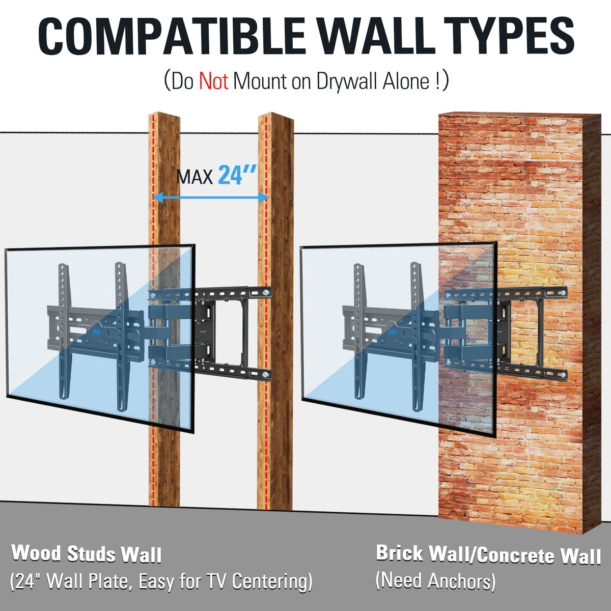 Mounting Dream cable management and bubble level included to organize cords and simplify accurate alignment