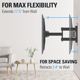 Mounting Dream mount folded close to wall to save space and create a neat low-profile installation